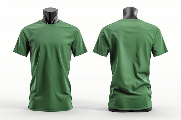 Green tshirt mockup on mannequin with front and back view