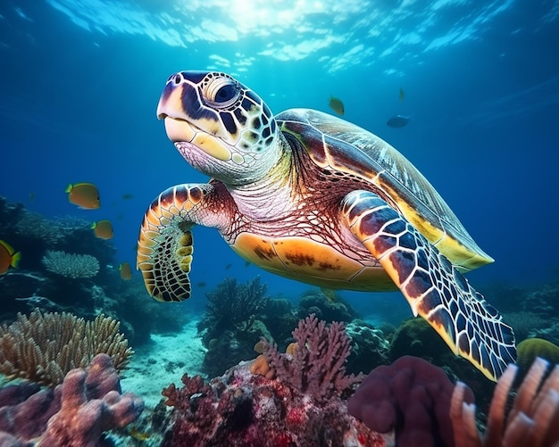 green turtle swimming