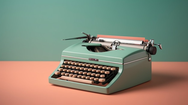 A green typewriter with a hole in the top.