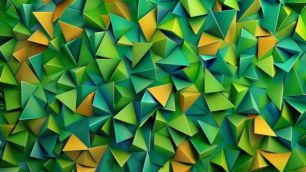 green vector 3d traingle background in vivid colors