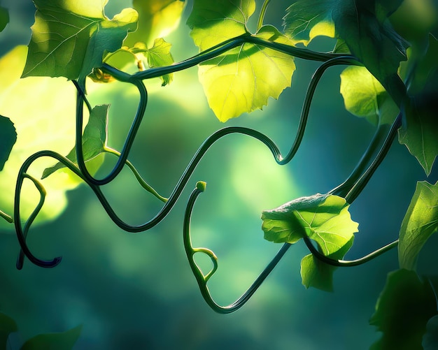 Photo a green vine with a heart shaped leaf that says  love