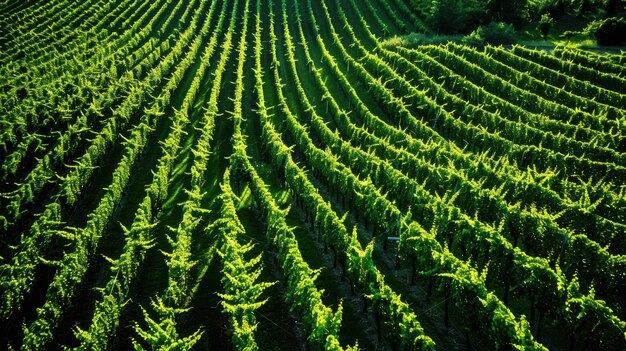 Photo green vineyards and grape plantations seen up close