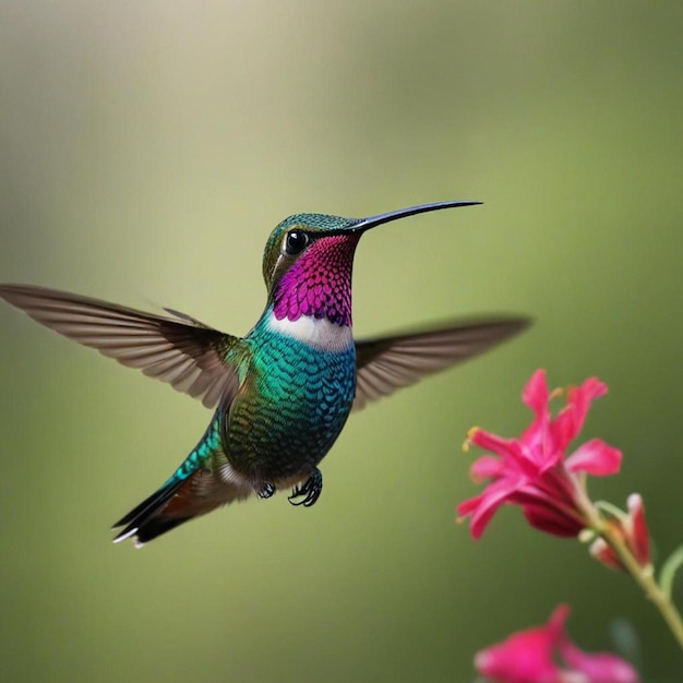 Green Violet ear Hummingbird flying