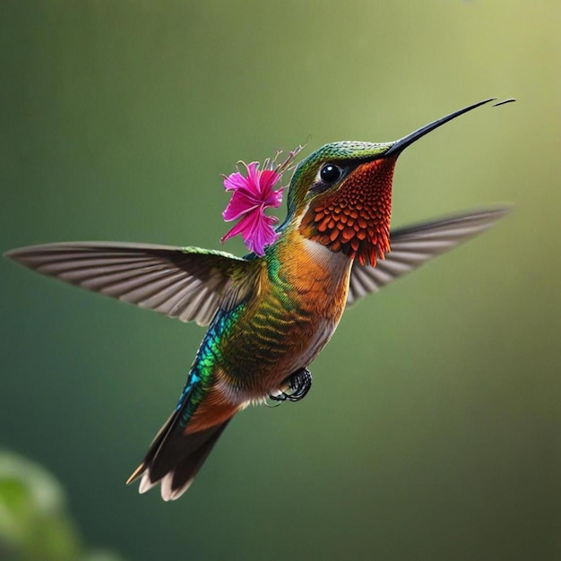 Green Violet ear Hummingbird flying