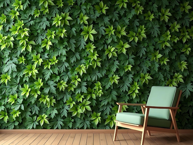 Photo green wall background with greenery