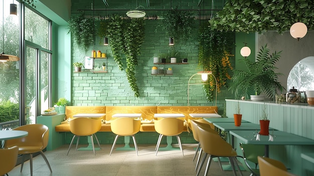 a green wall with a bunch of plants hanging from it