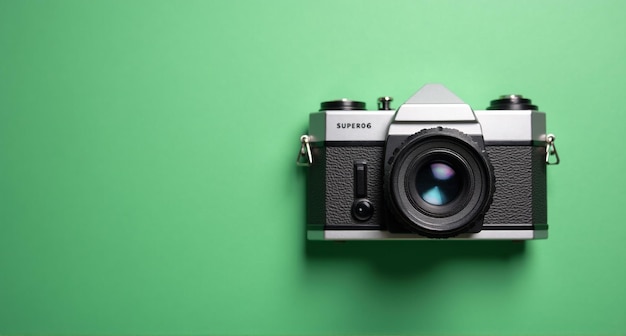 a green wall with a camera that says canon on it