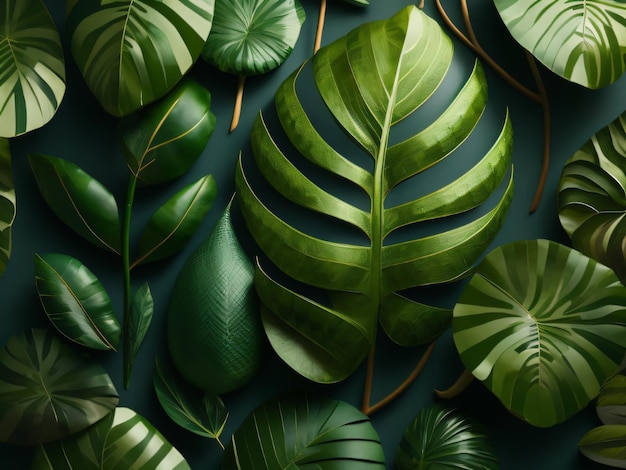 A green wall with a large leaf pattern and the word palm on it.