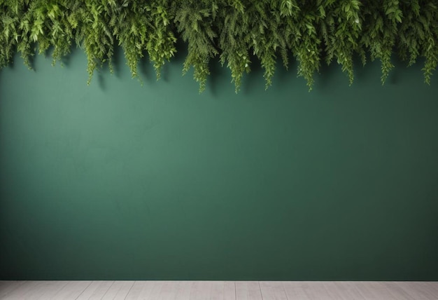 Photo a green wall with a plant hanging on the wall