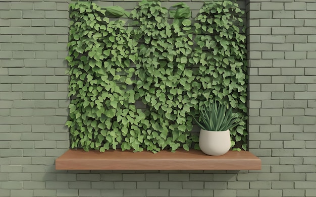 a green wall with a plant on it and a pot of aloe vera plant