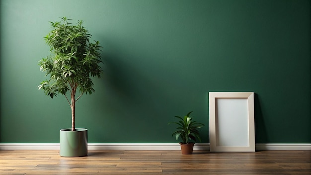 Photo a green wall with plants and a green wall