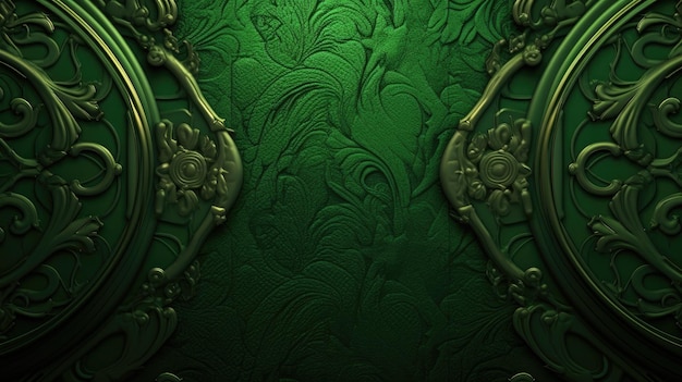 Green wallpaper with gold and green elements