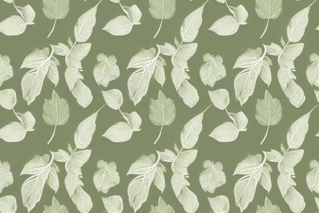 a green wallpaper with leaves and leaves