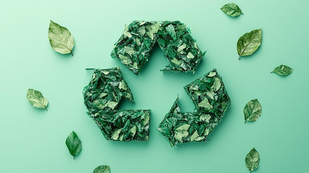 Photo green waste reduction emblem with leaves