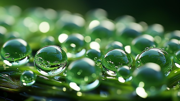 green water drops HD 8K wallpaper Stock Photographic Image