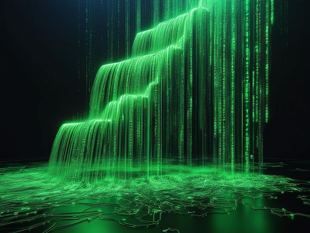 Photo a green water fall with the words quot the word quot on the bottom