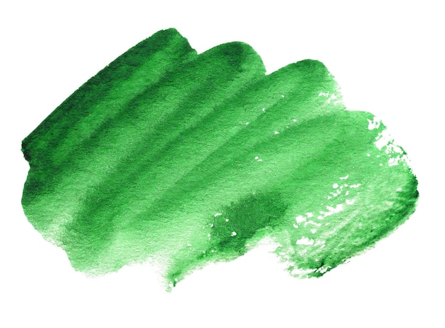 Green watercolor brush strokes isolated on white background