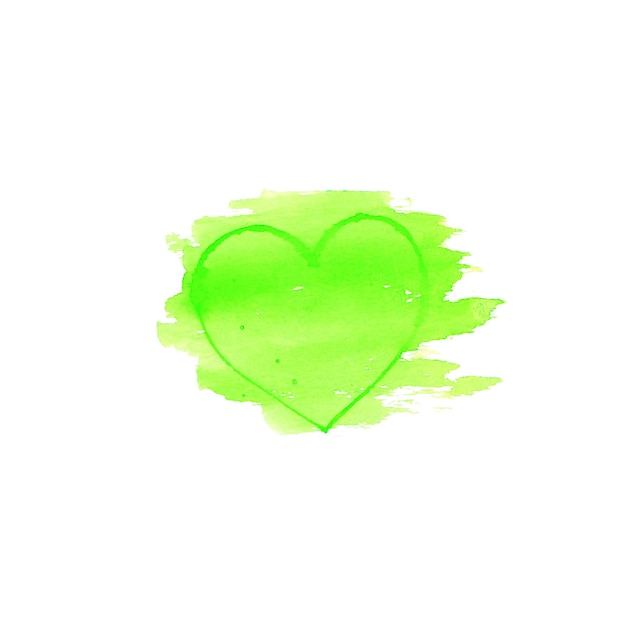 Green watercolor heart shape logo design template spot