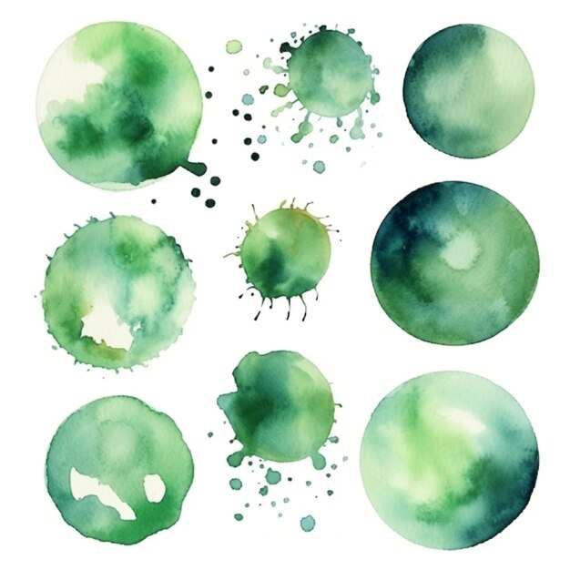 Green watercolor splash brush on white background