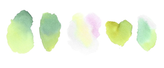 Green watercolor stains. Watercolor illustration.