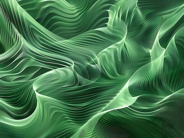 Green wave and line abstract background generative ai