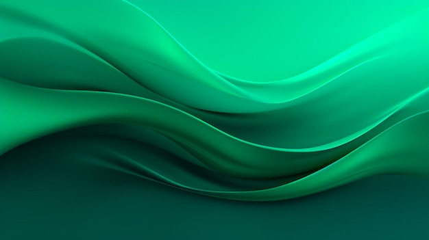 Green Waves A Futuristic and Modern Abstract Background with Smooth Curves and Glossy Finish