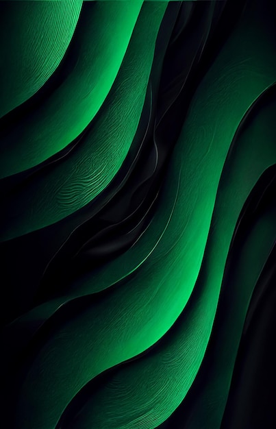 Green waves wallpaper with a black background and a green wave pattern.