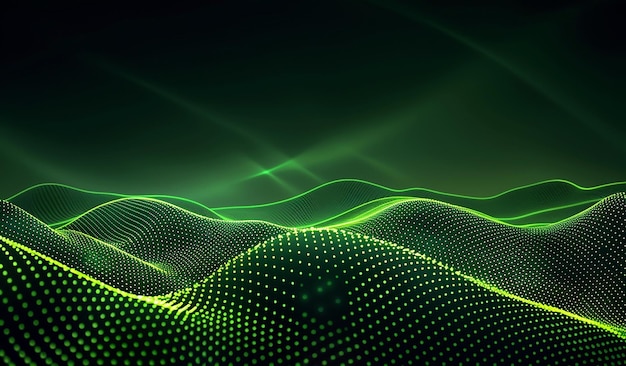 Photo green wavy lines with a green background