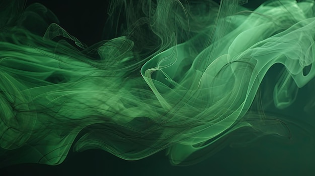 Green wavy smoke background digital art illustration Generative AI