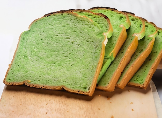 Green and white bread sliced