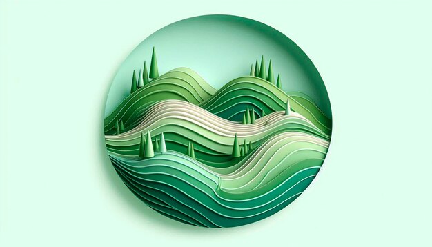 Photo a green and white circle with a green background and the ripples in the middle