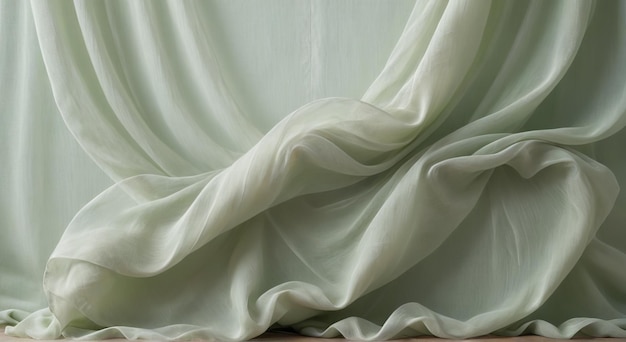 Photo a green and white curtain with a green and white design