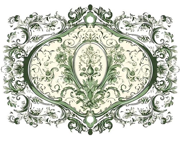 A green and white floral border with a floral design.