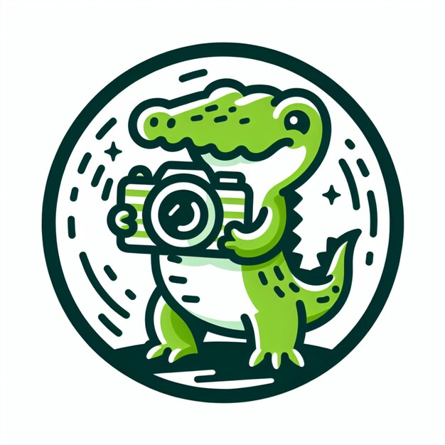 Photo a green and white logo with a green dinosaur on it