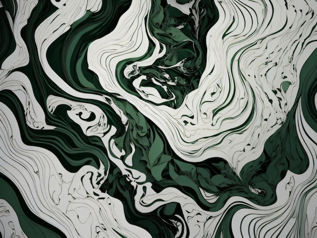 A green and white marble painting with a face in the center.