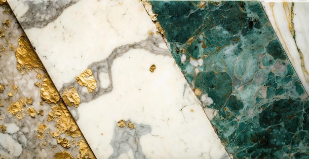 Green and white marble with golden veins background Generative AI