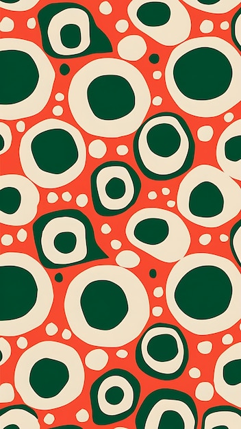 a green and white pattern with circles and dots on it