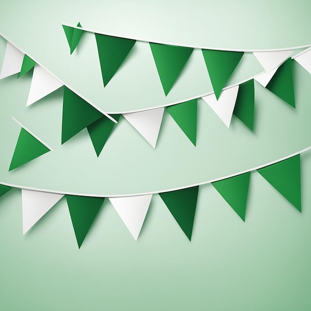 Photo green and white pennants with moon and star design