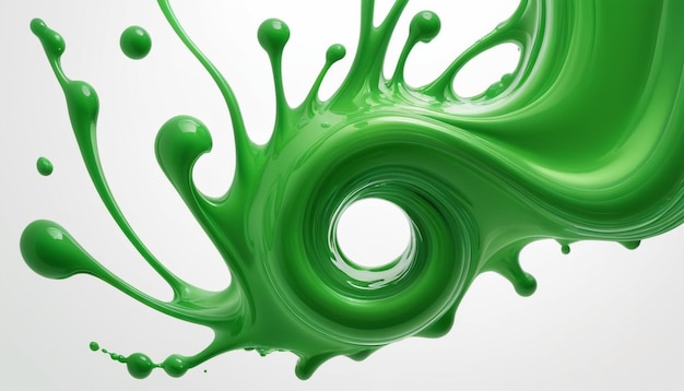 a green and white photo of a green liquid with the letter o on it