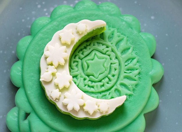 Green white snow skin moon cake background