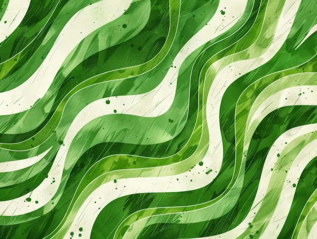 Photo green and white wavy lines pattern