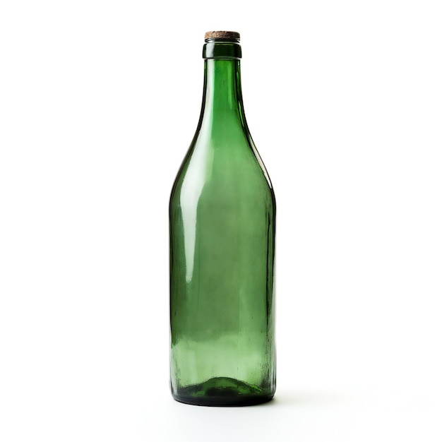 Green wine bottle isolated on white background