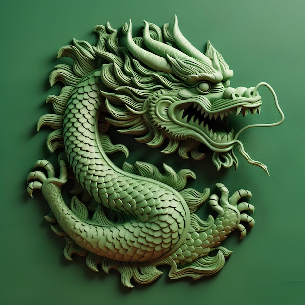 The green wooden Chinese dragon is the symbol of the year 2024 A dragon figurine Generative AI