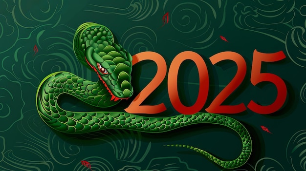 Photo green wooden snake symbol for chinese new year 2025