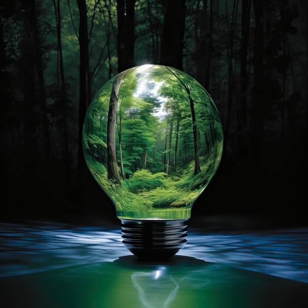 Green world in an energy saving bulb World Environment Day