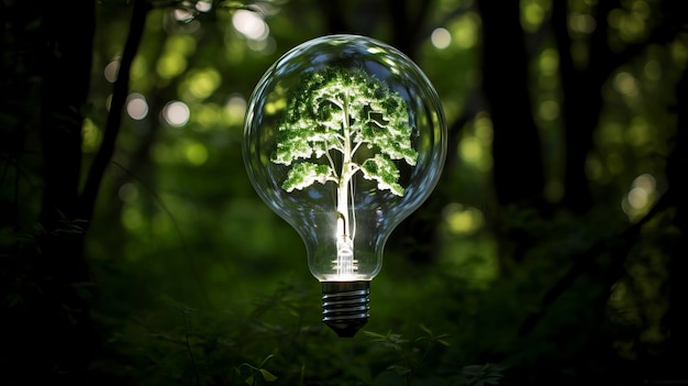 Green world in an energy saving bulb World Environment Day