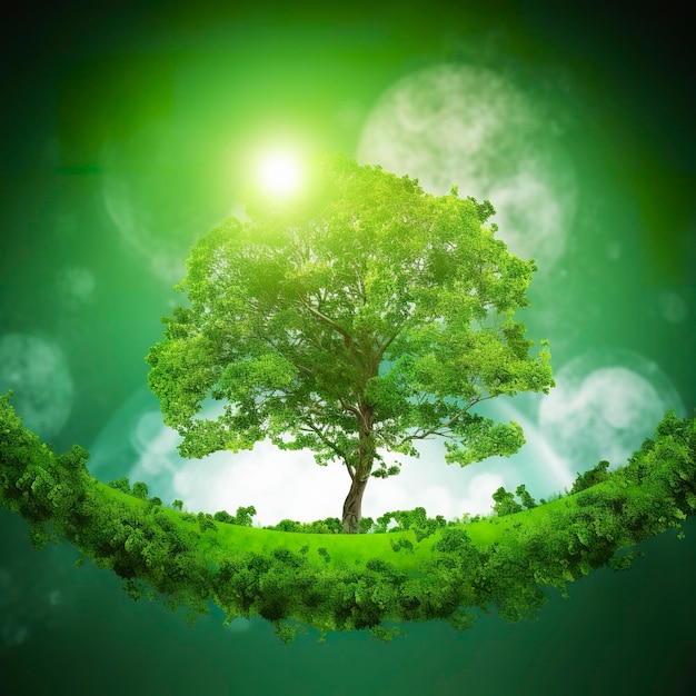 Green world with a tree background generat ai