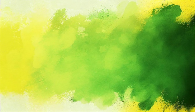 Green and yellow abstract watercolor background with watercolor splashes Generative AI