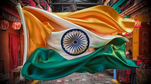 a green and yellow flag with the national emblem on it