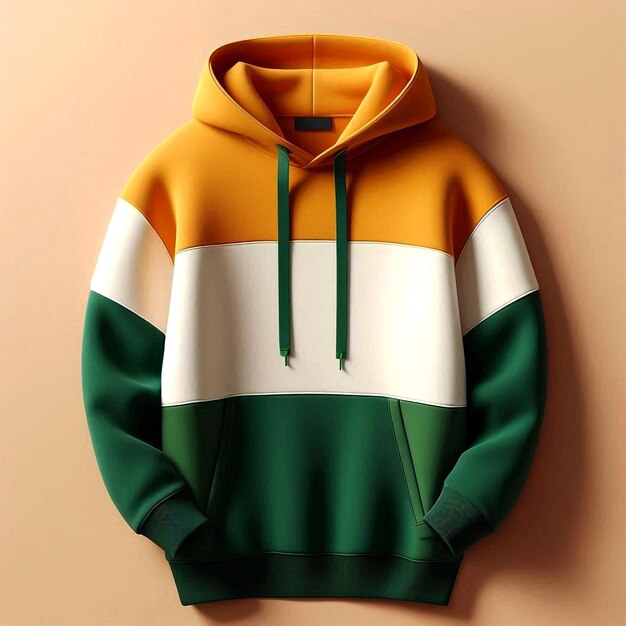 a green and yellow hoodie mockup base with a green and white stripe